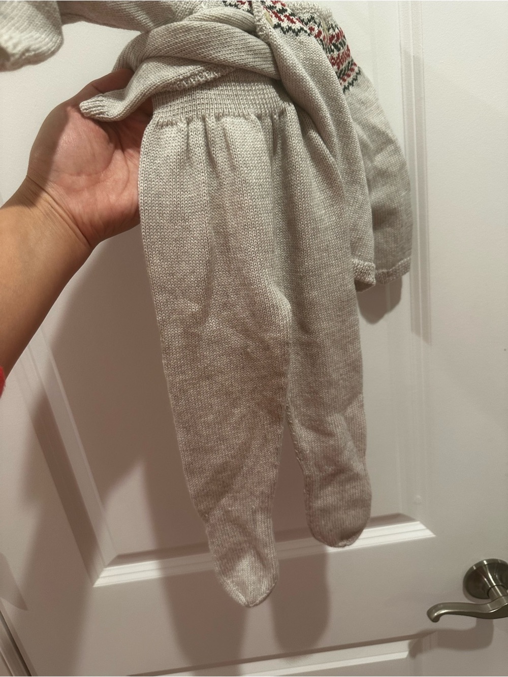 Baby Knit Two-Piece Set in Light Gray with Fair Isle Yoke - Picture 3 of 5